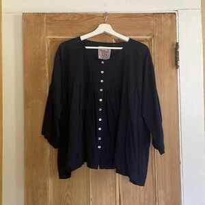 Auntie Oti swing shirt, 100% Khadi cotton, dark navy.